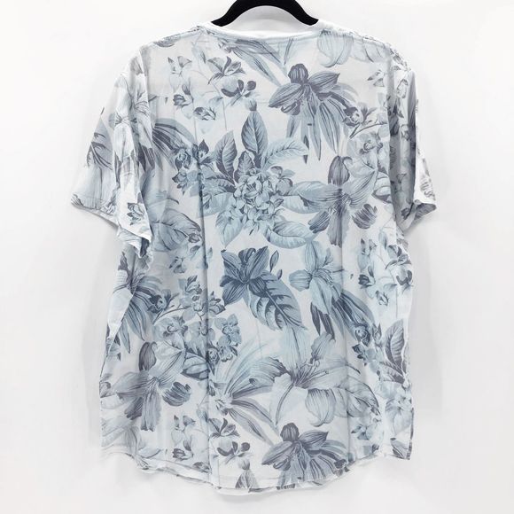 Abercrombie & Fitch Shirts Abercrombie Fitch Mens White Blue Hawaiian Tropical Graphic T